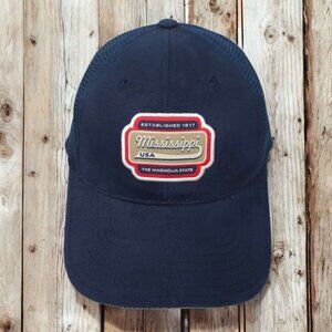 Mississippi Magnolia State Mesh Back Tuck Strap Cap Trucker Embroidered Logo Hat